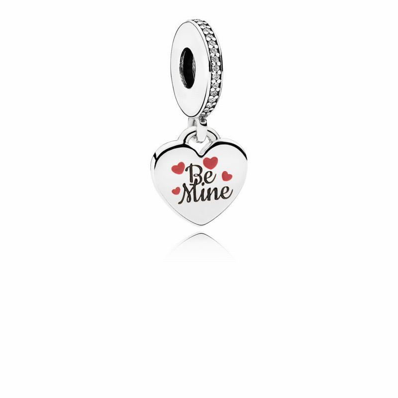 Pandora Be Mine Dangle Charm Ireland - Sterling Silver/Cubic Zirconia/Enamel - 904576TZK